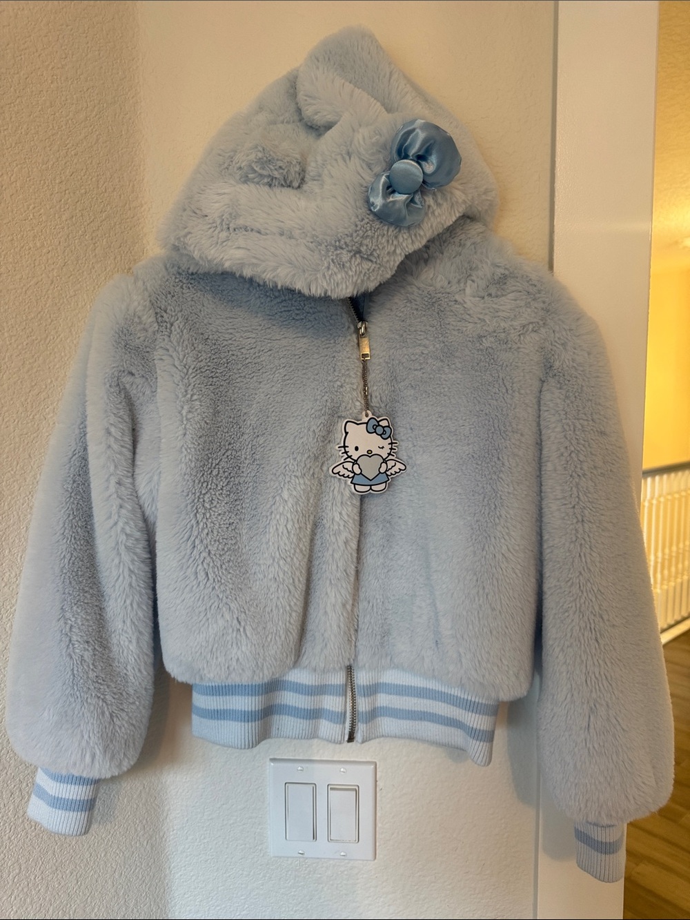 Hello Kitty Blue Plush Zip-Up Bomber Jacket for Kids